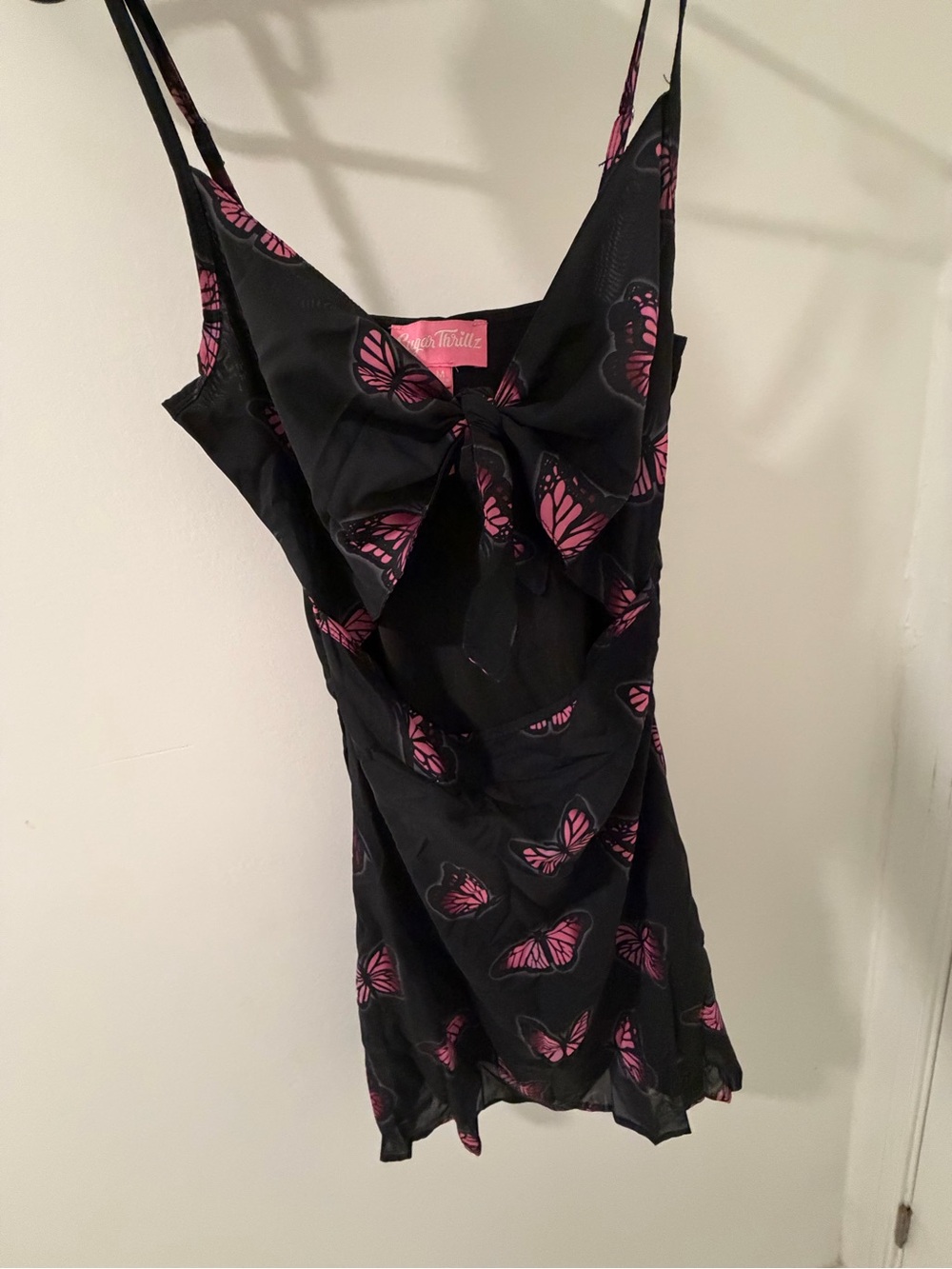 Sugar Thrillz Black Dress with Pink Butterfly Print - Picture 5 of 5